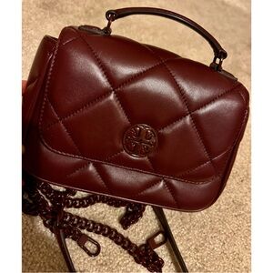 Tory Burch Burgundy Quilted Crossbody Bag